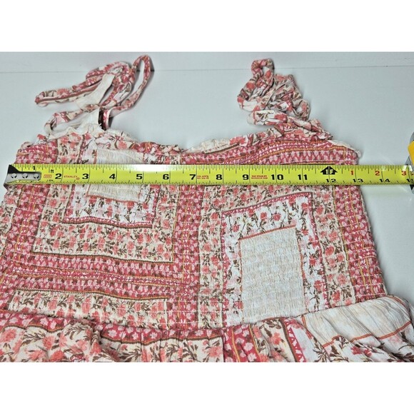 American Eagle Patchwork Printed Floral Smocked Tiered Mini Dress sz MED Boho - Picture 8 of 10